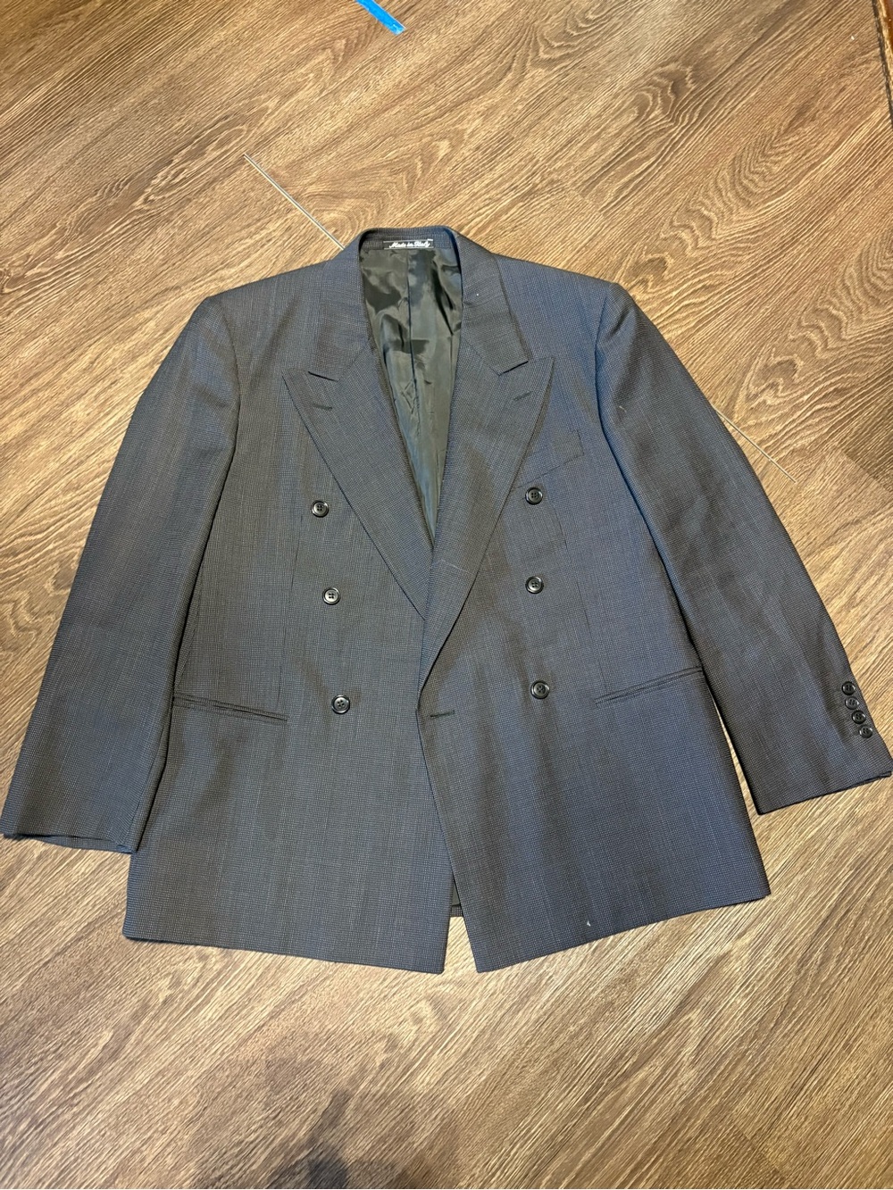 Valentino Double-Breasted Dark Charcoal Textured Blazer
